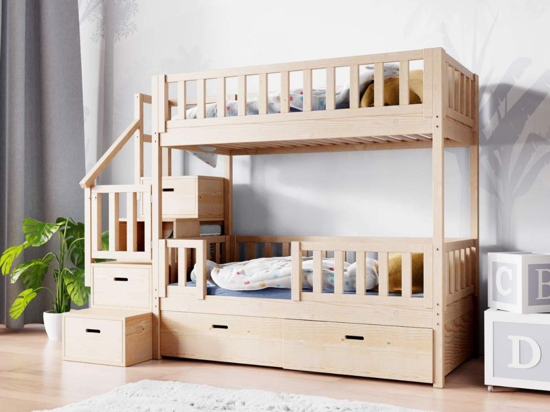 Drewniane łóżko dla dziecka - łóżeczka dla chłopca i dziewczynki