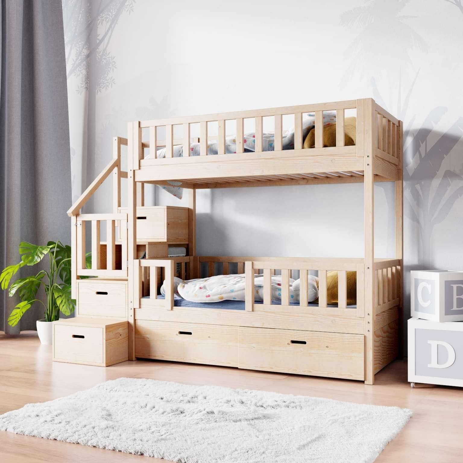 Drewniane łóżko dla dziecka - łóżeczka dla chłopca i dziewczynki